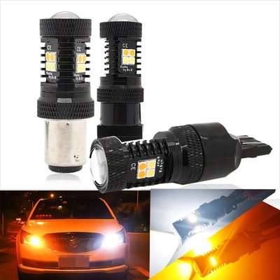 Luci di segnalazione gialle bianche di giro del freno del tracciato 12V LED di colore doppio 1157 3157 7443 3030 16SMD