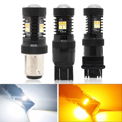 Luci di segnalazione gialle bianche di giro del freno del tracciato 12V LED di colore doppio 1157 3157 7443 3030 16SMD