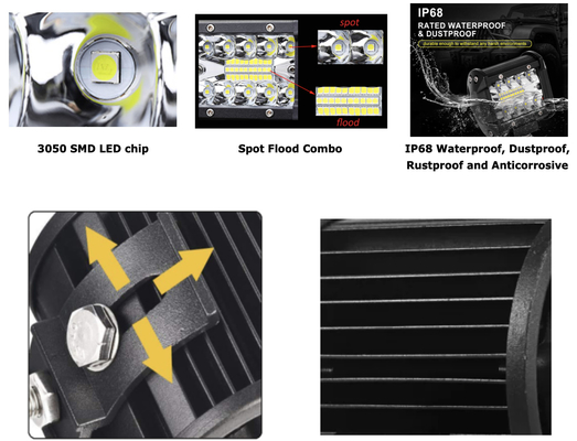 9 pollici 180W doppia fila LED Light Bar Bianco / Ambrato Per Autovetture Offroad
