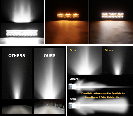 9 pollici 180W doppia fila LED Light Bar Bianco / Ambrato Per Autovetture Offroad