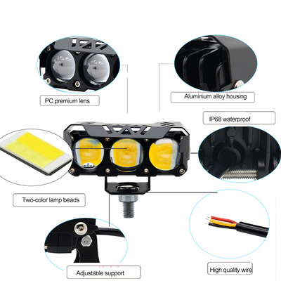 Tre occhi luci di moto LED luce di testa vicino giallo bianco lontano luce ausiliaria