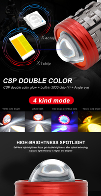 Tre globuli oculari Motociclo fari a LED vicino giallo lontano bianco luce ausiliaria