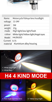Tre globuli oculari Motociclo fari a LED vicino giallo lontano bianco luce ausiliaria