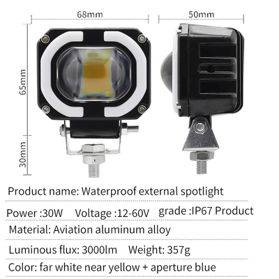 4x4 Offroad Lampada di lavoro a LED Faretti Nebbia Guida luce 12-80V 4 pollici 30W doppi colori