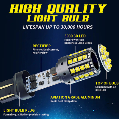 Segnali di svolta LED in lega di alluminio bianco 1156 1157 T20 3030 44SMD Luce di inversione 12V 24V