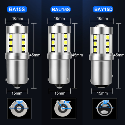 Luci di segnale di svolta per auto a LED universale bianca 1156 1157 3030 15SMD lampadina a LED bianca gialla Canbus targa interna LED