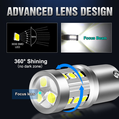 Luci di segnale di svolta per auto a LED universale bianca 1156 1157 3030 15SMD lampadina a LED bianca gialla Canbus targa interna LED