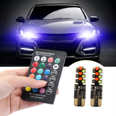 Luminosità Nuovo tipo di auto interno lampadina a led T10 5050 6SMD colore RGB con RGB con luci lampeggianti a strobe a distanza