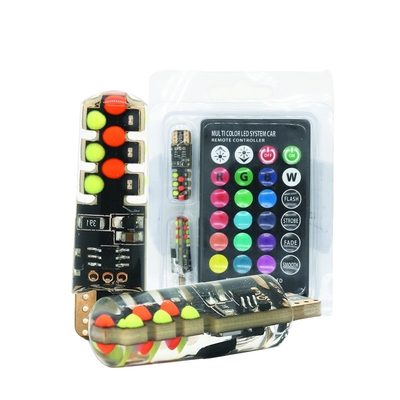Luminosità Nuovo tipo di auto interno lampadina a led T10 5050 6SMD colore RGB con RGB con luci lampeggianti a strobe a distanza