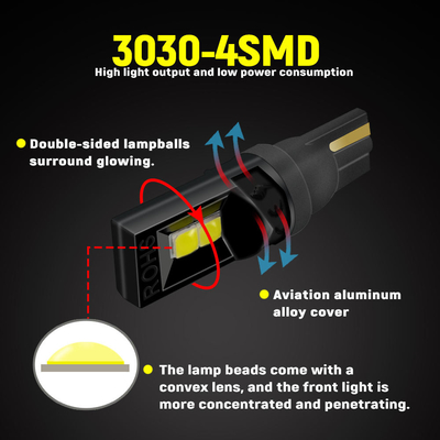 Lampade a LED a 360 gradi T10 194 168 147 W5W 3030 Lampade a LED per interni di auto