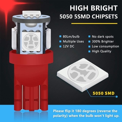 194 lampadine automobilistiche del LED 6500K incuneano T10 SMD 5050 scheggia