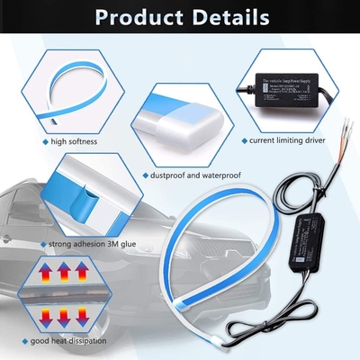 Luci correnti di giorno scorrenti di Drl del silicone di Antivari 45CM 17,7» bande a tubo di Amber Flexible LED di bianco